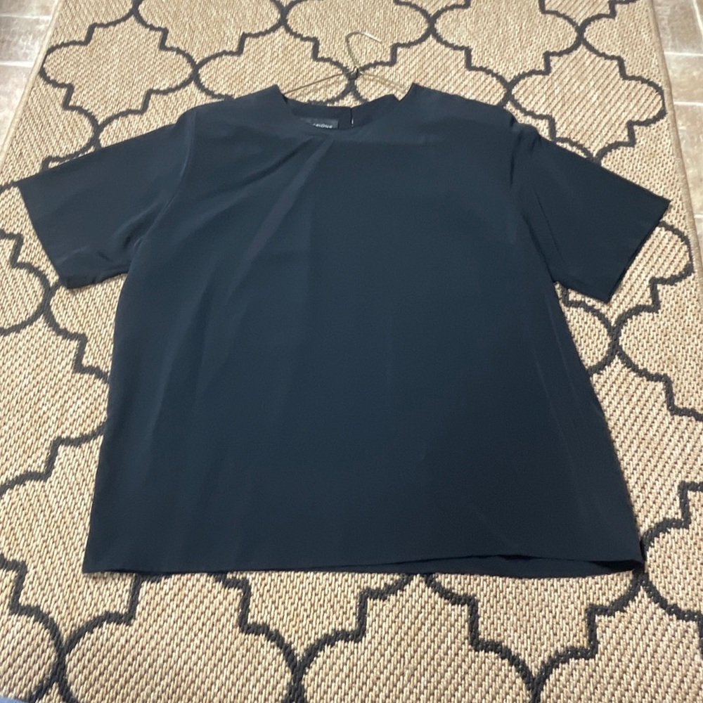 Vintage Women’s Impressions Large Black Top Blouse Shoulder Pads Shell Shirt 90s